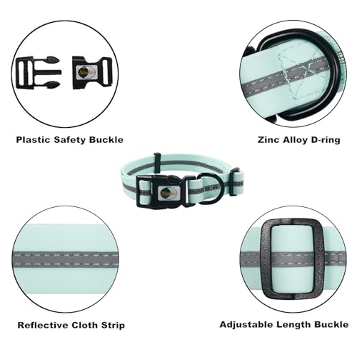 Image of Nimble Reflective Waterproof Dog Collar Adjustable Odor Resistant Easy Clean Pet Collar for Small Medium Large Dogs Night Walking Outdoor Rainy Use (Light Blue, Small (9.45 inch-14.17 inchinches))