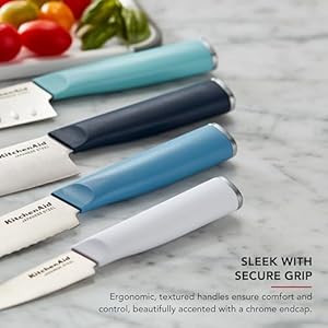 KitchenAid Chef Set with Custom-Fit Covers, Sharp Kitchen Knife, High-Carbon Japanese Stainless Steel Blade, 4 Piece, Multicolored KitchenAid Chef Set with Custom Fit Covers Sharp Kitchen Knife High Carbon Japanese Stainless Steel Blade 4 Piece Multicolored