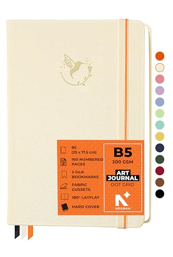 Image of NEORAH - B5 - ART JOURNAL | 200Gsm Dotgrid Notebook |160 Pages(25.0 x 17.5 cm) | Lay Flat |Hard Cover Bullet - Journal | 3 Bookmarks |Elastic Closure | Inner BackPocket | Ideal- Bujo,Art (AFTER GLOW)