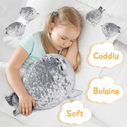 Image of KMUYSL Toys for Ages 0 1 2 3 4 5 6 7 8+ Years - Plush Mommy Stuffed Animal with 4 Babies in Her Tummy, Soft Plush Toys Set, Christmas Birthday Gifts for Girls Boys Baby, Toddler, Kids (Seal Toys)