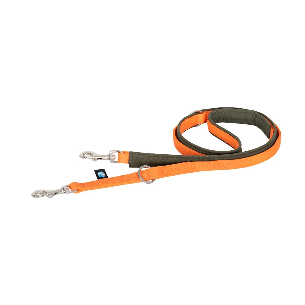 Anny·X Führleine Bolt Fun Oliv-Orange | gepolsterte Hundeleine, verstellbare Leine mit Bolzenkarabiner | Größe Middle 1,75 m x 2,0 cm