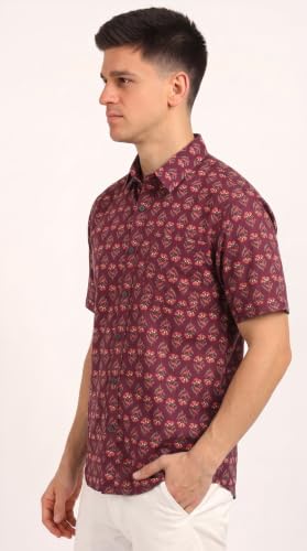 Image of BLOCKS OF INDIA Cotton Hand Block Print Half Sleeves Summer Shirt for Men