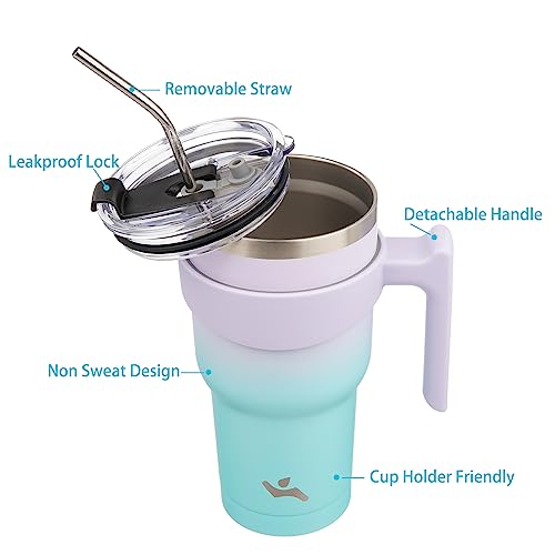 Image of Konokyo 40 oz Tumbler with Handle and Straw, Insulated Travel Mug