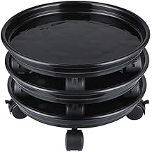 Skelang Plant Caddy, 11.8" Plant Stand, Round Plant Pallet Pot with Lock Wheels, Rolling Tray Planter Trolley Casters, Moving Plant Pot Saucer for Patio, Garden, Indoor, Pack of 3