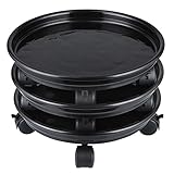 Skelang Plant Caddy, 11.8' Plant Stand, Round Plant Pallet Pot with Lock Wheels,...