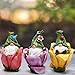 Hodao Resin Gnome Figurines, 3-Piece Flower Pot Indoor Home Decorations, Cute Ornaments for Bedroom & Living Room, Ideal Gift for Garden Lovers (Assorted Colors)