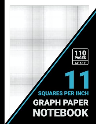 Graph Paper 11 Squares Per Inch Notebook: 1/11 Inch Squares, 11x11 Grid Graph Paper, For Cross Stitch, Math, Science, Engineering & Students, 8.5 x 11, 110 Pages, Black Cover
