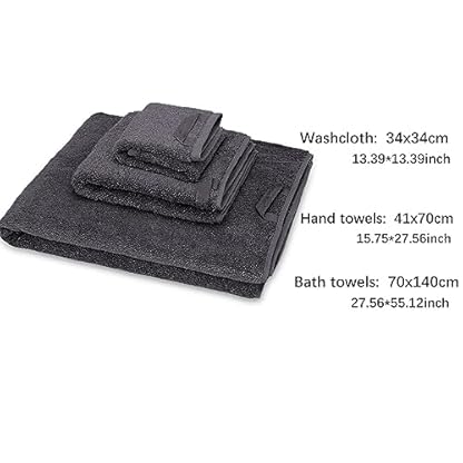 XFZJCHAP Baumwoll-Handtuch-Set, Badetuch, Gesichtshandtuch, Handtuch, weiches Badetuch, Gesichtshandtuch, Badezimmer-Handtuch-Set, Grau, 3-teiliges Set – Bild 4