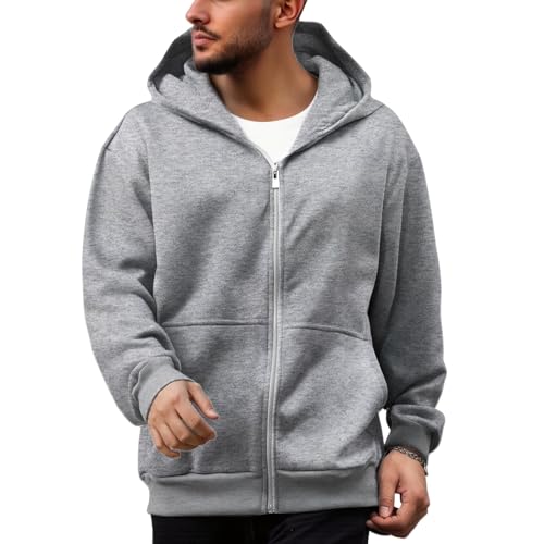 Travel Hoodie with Backpack Pocket Men Cotton Cardigan Sweatshirt Oversized Lightweight Full Zip Sweatshirts Fashion2