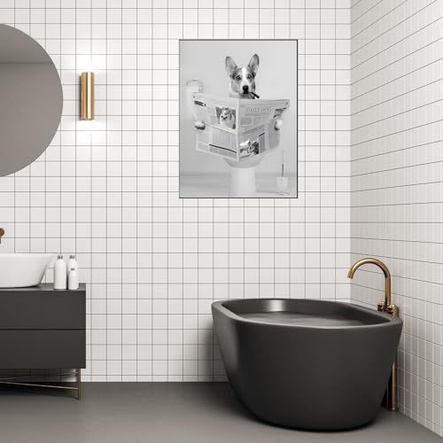 LYBOHO Black White Scottish Highland Cow Bathroom Pictures Funny Animal in the Bathtub Canvas Pictures for Living Room Bathroom Bedroom Decorative Frameless (1 Piece - Image 3