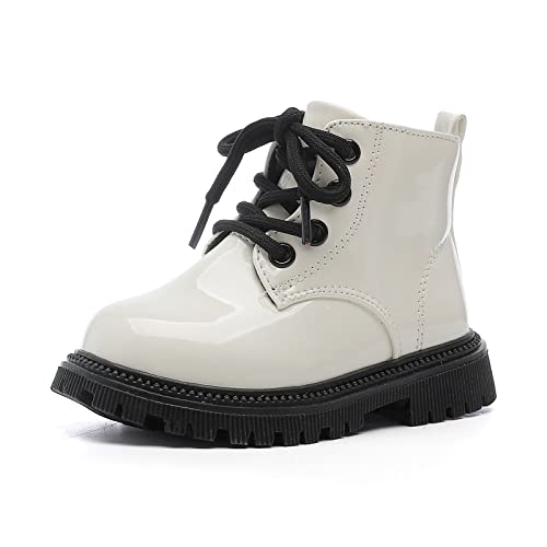 Girls Ankle Boots Fashion Side Zipper Boots Lace Up Waterproof Combat Shoes for Toddler/Little Kid