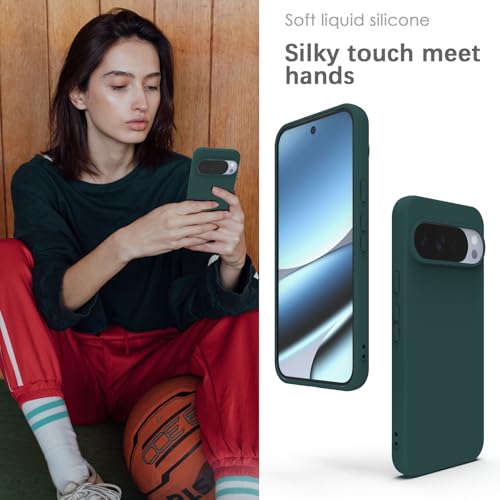 Image of YATWIN Silicone Case for Google Pixel 10 Pro XL, Soft-Touch, Shockproof, DustProof, Antiskid Phone Cover for Google Pixel 10 Pro XL - Dark Green