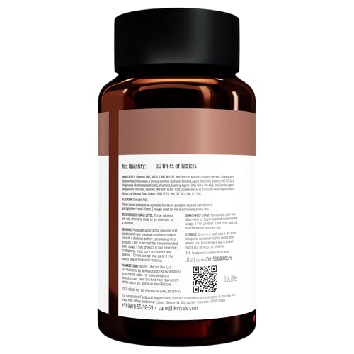 Image of hk vitals Collagen Tablets (90 Tablets) | 3000mg | Marine Collagen Peptides | Vitamin C, E, Biotin with Hydrolyzed Peptides