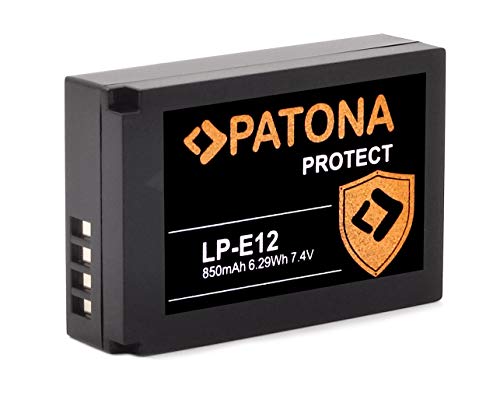PATONA Protect V1 - LP-E12 Batterie 850 mAh avec capteur NTC et boîtier V1