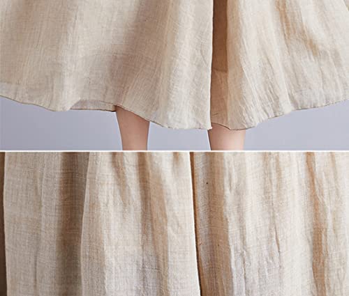 chouyatou Womens Flowy Elastic High Waisted Wide Leg Pants Casual Palazzo Linen Pants Culottes4