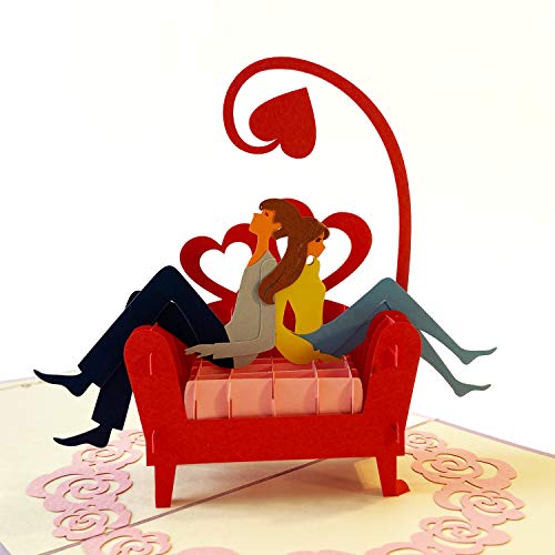 MAPUMAPU Amour, tarjeta pop up, tarjeta de cumpleaños, tarjeta de cumpleaños para hombre, tarjeta de San Valentín, tarjeta de Navidad (Sofa Amour) Cover