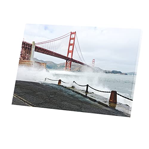 Tableau Golden Gate San Francisco toile imprimée vagues paysage urbain 45x30 cm