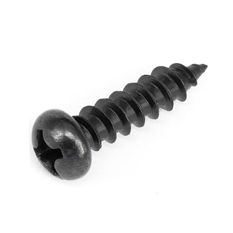 MOOPW Round Head Wood Screws Carbon Steel Iron Black Self Tapping Screws Cross Pan Head Pointed Tail Drilling Screws M1.2 x 3mm 500 Pcs
