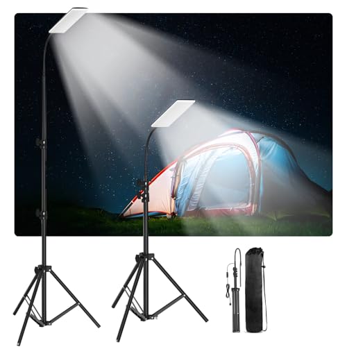 LED Camping Light Portable Outdoor Light with Telescopic Tripod Powered by USB Port Foldable Camping LightMultiple Usage Outdoor Lamp for Garden Patio Camp Tent Fishing and Emergency