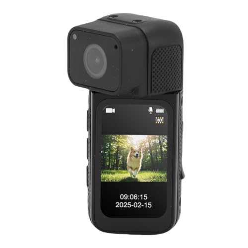 Zunate 2.7K Thumb Action Camera, 64GB Magnetic Body Camera with 180° Rotating Lens, 1.47in HD Screen Wearable POV Recorder for Work Travel, Cycling, Pet Walking, Recording (Black)