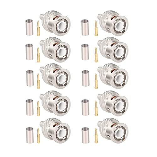 MOOKEERF Pack 10 Conectores BNC Macho 50 Ohm RG58 miniatura 1