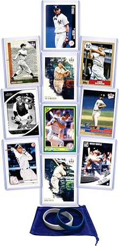 New York Yankees Legends Cards: Babe Ruth Mickey Mantle Roger Maris Don Mattingly Derek Jeter Aaron Judge Joe Dimaggio Lou Gehrig Yogi Berra Mariano Rivera (10) Assorted Baseball Card Gift Pack GOATs