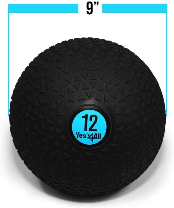 Miniatura 2 de Yes4All Slam Ball, pelota sin rebote para ejercicio, entrenamiento cruzado y entrenamiento de fuerza central, 12 libras, triángulo negro