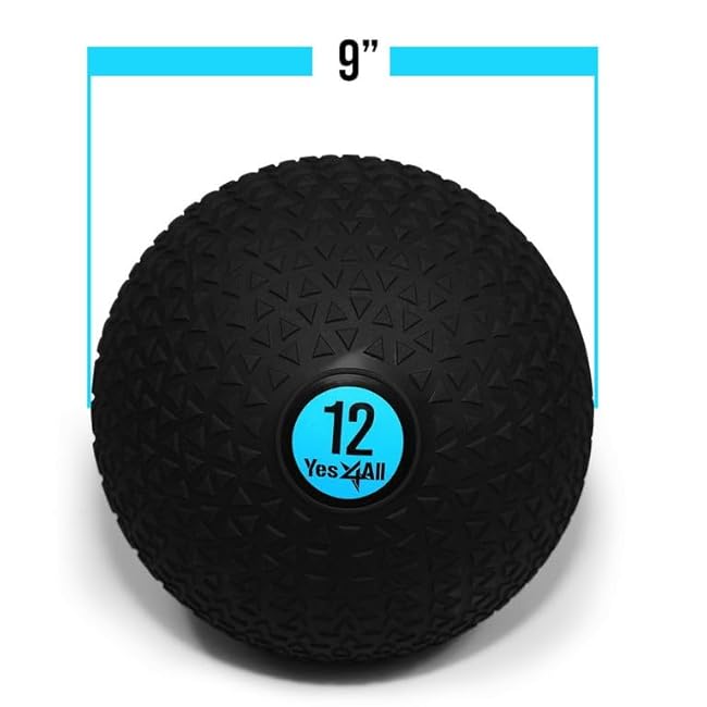 Yes4All Slam Ball, No-Bounce Ball for Exercise, Cross Training and Core Strength Workout 12lbs - Triangle Black