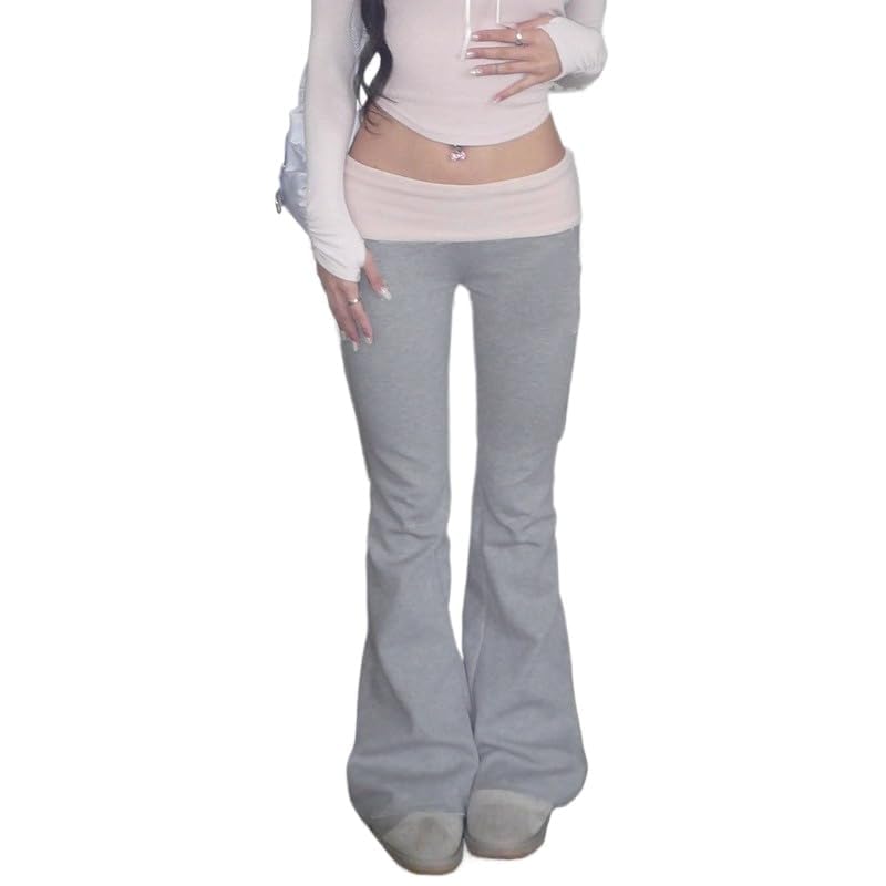 Image of BONVEN Womens Y2k Gothic Drawstring Flare Pants Streetwear Casual Star Rhinestone Low Rise Disco Pants Bell Bottoms