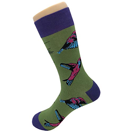 Hummingbird Visit Dress Socks Funny Novelty Crazy Fun Design Men Size 8-12 Cotton Casual Crew Colorful Funky Fancy Socks Gift for Men3