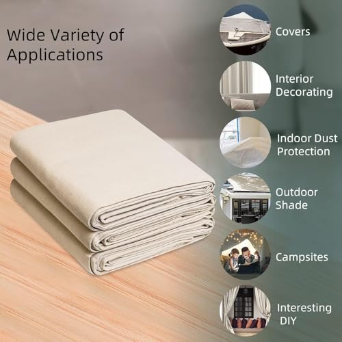 Image of Amazon Brand - Solimo 10 Oz Premium Duck Cloth Heavyweight Cotton Canvas Fabric 3 Meter Long - 62 inch Width for Upholstery, Sewing, Craft & Home Decor Use