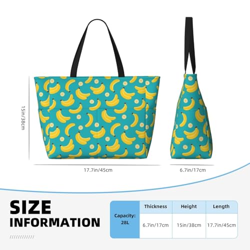 Large Beach Bags Water-resistant Sandproof - Cute Banana Ice Blue Cute Beach Tote Bags for Women with Zipper2