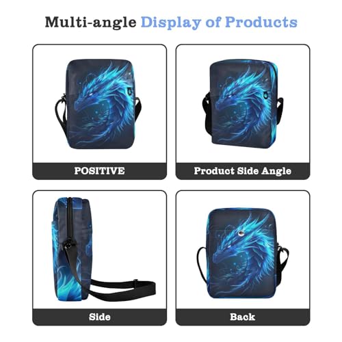 Crossbody Bag Blue Flame Dragon Messenger Bag for Women Men Purse Shoulder Bag Satchel Bag with Adjustable Strap 214B59034