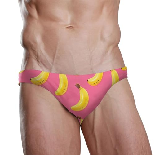 Pink Yellow Banana Men's Swimwear Sexy Bikini Solid Siwmming Briefs 208571982