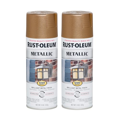 Image of Rust-Oleum 7274830 Stops Rust Metallic Spray Paint, 11 oz, Antique Brass, 2 Pack