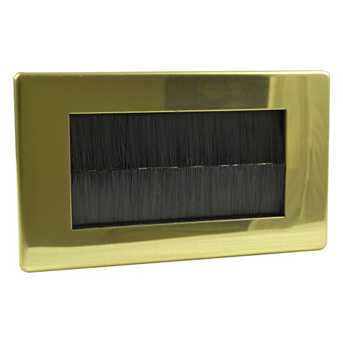 Varilight sin tornillos cepillo plato llano latón pulido de color negro marco de enchufe doble cepillos