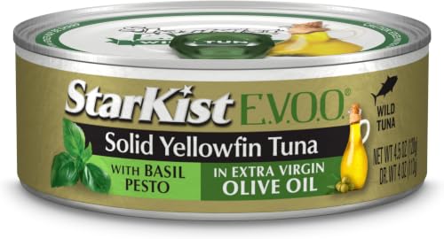 Image of StarKist E.V.O.O. Solid Yellowfin Tuna with Basil Pesto and Extra Virgin Olive Oil, 4.5 oz Can (Pack of 6)