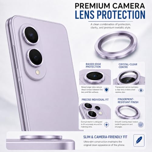 Image of ArmourPro Camera Lens Protector for Samsung Galaxy Z Fold 8 with Auto Alignment Installation Frame, AR+AF Coated Tempered Glass Camera Rings, Anti-Scratch, Case Friendly | Purple