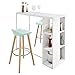 SoBuy® FWT39-W Table Haute de Bar Table de Bar Mange-Debout Cuisine avec 3 Étagères de Rangements – Blanc