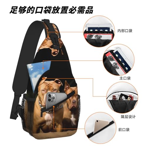 Pitbull Dogs Sling Bag For Women Men Travel Hiking Backpack Crossbody Shoulder Chest Bags Casual Daypack 6