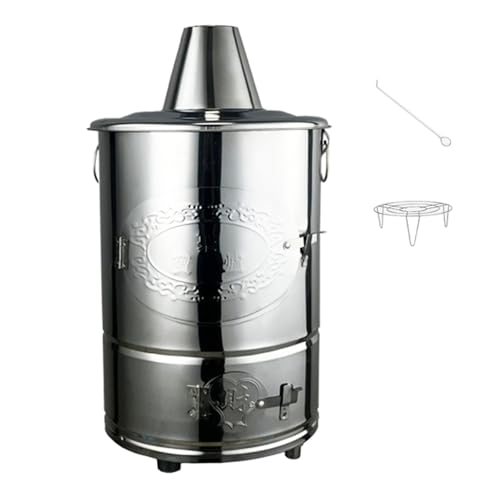 haoyunjianjiak 焼却炉 ドラム缶焼却炉 落ち葉焼却 小型 ステンレス製 耐熱ペイントコート 耐熱 耐蝕性 無煙 煙突 無臭 再利用可能 変形しない 家庭用 野焼き防止 庭の紙の葉のゴミの木の裏庭のたき火 (普通金,S)