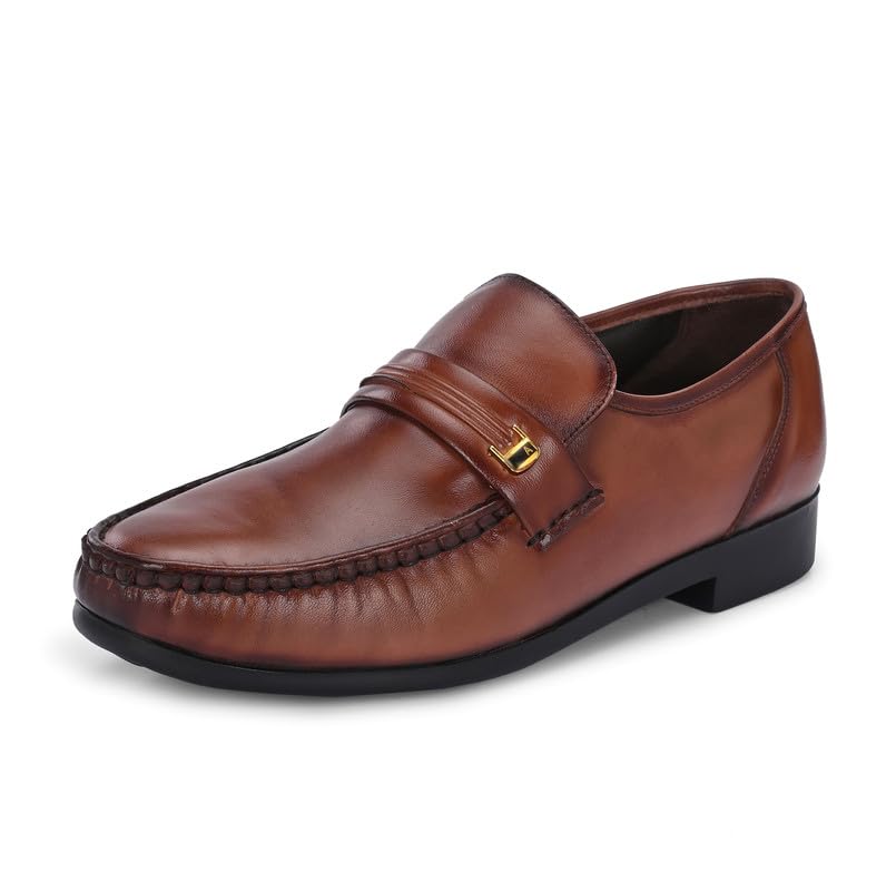 Men's Brown Leather Formal Slip On Shoes-image-23