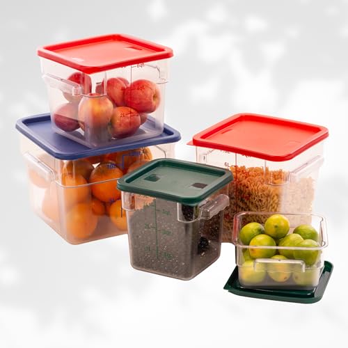 Image of FSE Square Food Container, 4 Quart, Polycarbonate, Reusable, Clear, NSF, (LID SOLD SEPARATELY)