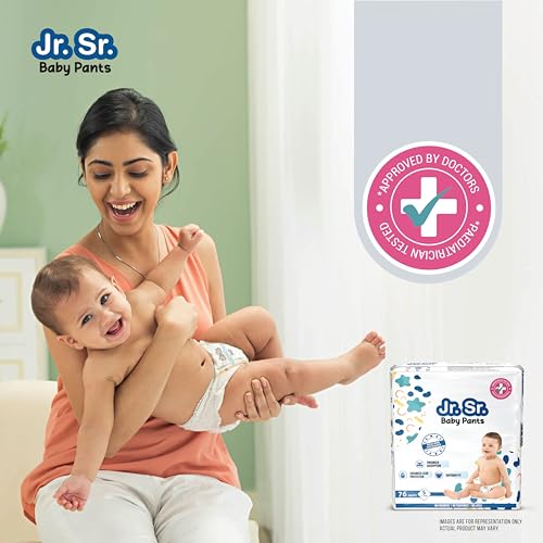 Image of Jr. Sr. Baby Diaper Pants | Small (S) Size (4-8 kg), 76 Count | Pack of 1 | Upto 12 hr Absorption with Advanced Leak Protection | Safe For Babies Skin | Soft, Secure & Comfy