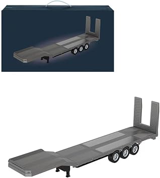 Semi-Trailer Flatbed for 1/18 770S Heavy Duty Tractor Truck, RC Semi-Truck Flatbed Remote Control Construction Vehicle Model for Adults