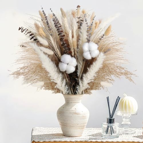 63pcs Dried Pampas Grass Decor, 17inch Natural Dried Flower Bouqu...