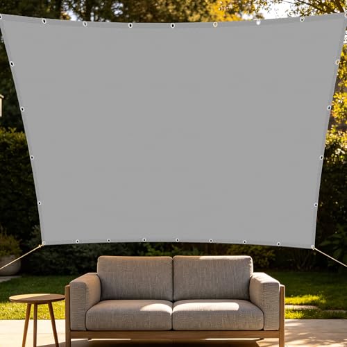 Voiles ombrages rectangulaire 140x160 cm gris clair avec oeillets et cordons