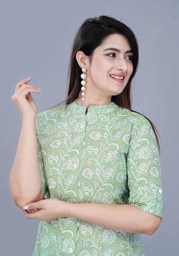 Image of Women Printed Collar Neck Half Sleeve Regular Fit Formal Kurti for Women's