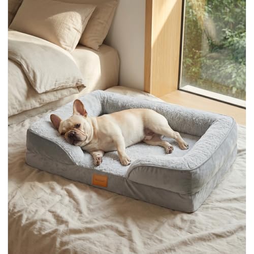 Image of Orthopedic Dog Bed,Waterproof Memory Foam Dog Bed with Washable Removable Cover, Featuring Waterproof Lining and Non-Slip Base,Bolster Dog Couch,Suitable for Use with Dog Crate and Indoors.