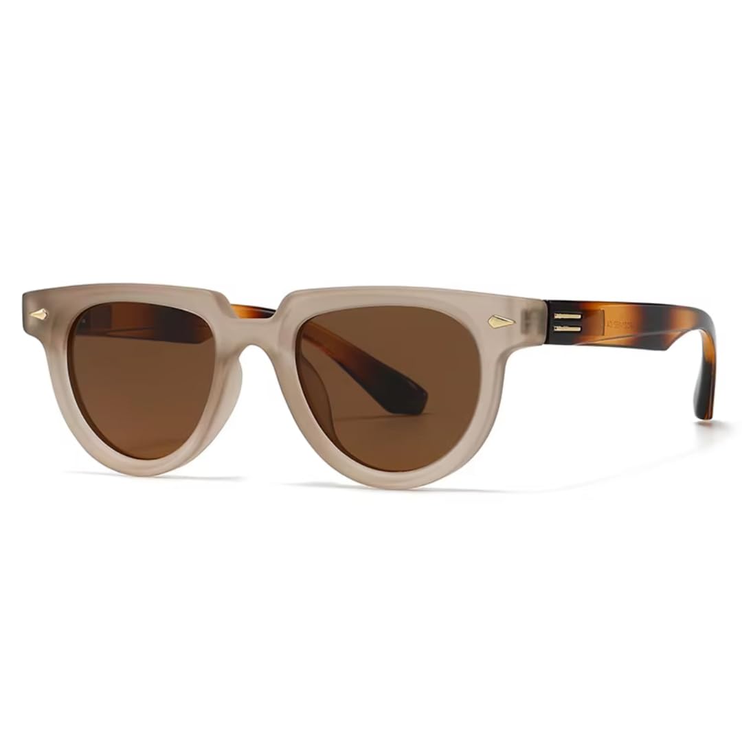 Gafas de sol polarizadas de moda, estilo retro, con remaches, redondas, estilo punk, protección UV400